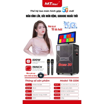 Loa Màn Hình MTMAX TB3336 Bass30 Mới Nhất Đã Có Mặt Tại Việt Nam Màn Hình 19inch Góc Nhìn 178 Độ Công Suất 500W Hệ Thống 5 Loa, 3 Đường Tiếng Đi Kèm Cặp Micro Kim Loại Sang Trọng Chống Hú Cao Cấp