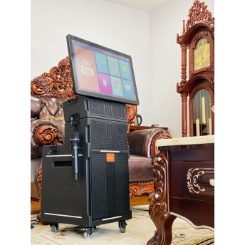 Loa Màn Hình Karaoke KTV179 Cao Cấp 2024 Màn Hình Lớn 25inch, Gập 180 Độ, Bass 30 Siêu Uy Lực Kèm 2 Micro Pin Sạc Type C