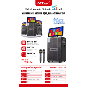 Loa Màn Hình MTMAX TB3336 Bass30 Mới Nhất Đã Có Mặt Tại Việt Nam Màn Hình 19inch Góc Nhìn 178 Độ Công Suất 500W Hệ Thống 5 Loa, 3 Đường Tiếng Đi Kèm Cặp Micro Kim Loại Sang Trọng Chống Hú Cao Cấp
