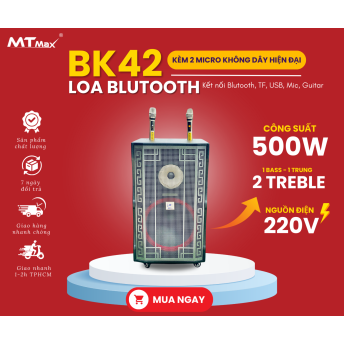 Loa Blutooth MTMAX BK42 Hiện Đại, 4 Loa, 1 Bass Cho Công Suất Vượt Trội 500W, Sóng UHF Siêu Cao Cho Âm Thanh Ổn Định,  Kết Nối Dễ Dàng Với Nhiều Thiết Bị.