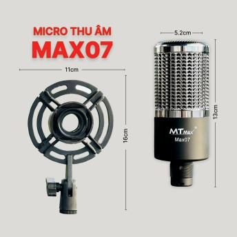 Micro Thu Âm Chính Hãng MTMAX MAX07 - Micro Condenser Livestream Cao Cấp, Hỗ Trợ Nguồn 48V, Âm Thanh Chuẩn Chuyên Nghiệp, Lọc Âm Cực Tốt, Dễ Dàng Sử Dụng.