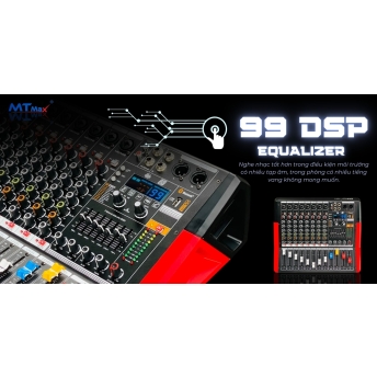 Mixer MTMAX F88Pro Đẩy Liền Vang Liền Mixer Công Suất 8 Cổng Micro Chỉnh Equalizer 99 Hiệu Ứng DSP