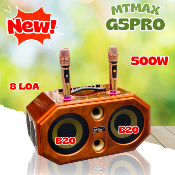 Loa Xách Tay Sang Trọng Full Gỗ MTMAX G5Pro Hệ Thống 8 Loa Âm Thanh Đa Chiều Bass20 Đôi Công Suất 500W Công Nghệ Bass Boost Nghe Nhạc Căng Ấm, Tiếng Lên Siêu Rõ Đi Kèm Cặp Micro Hát Nhẹ Vang Sâu