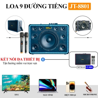 Siêu Phẩm Loa Xách Tay 9 Đường Tiếng MTmax JT 8801 - Loa Karaoke Giá Rẻ Âm Thanh Siêu Đỉnh, Công Suất Lớn 150W, 1 Bass 20CM và 8 Treble, Đi Kèm 2 Micro Không Dây Cao Cấp Bảo Hành 12 Tháng.
