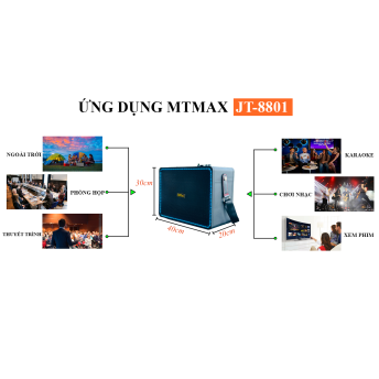 Siêu Phẩm Loa Xách Tay 9 Đường Tiếng MTmax JT 8801 - Loa Karaoke Giá Rẻ Âm Thanh Siêu Đỉnh, Công Suất Lớn 150W, 1 Bass 20CM và 8 Treble, Đi Kèm 2 Micro Không Dây Cao Cấp Bảo Hành 12 Tháng.