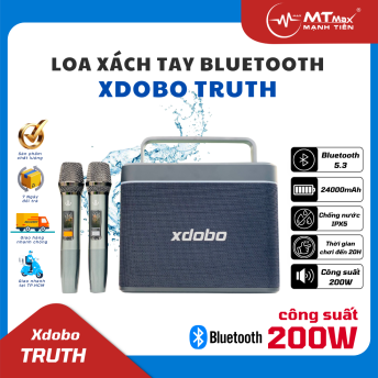 Loa Xách Tay Bluetooth Cao Cấp Xdobo Truth, Công Suất 200W Mạnh Mẽ, Công Nghệ Kháng Nước IPX5, Âm Thanh Vòm 360 Độ, Kèm 2 Micro Không Dây Cao Cấp
