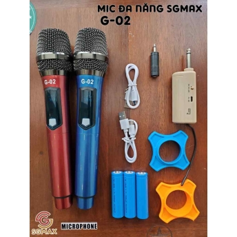Micro Không Dây SGMAX G02 , Mẫu 2 Mic Mới, Chuyên Dùng Cho karaoke Hát Nhẹ
