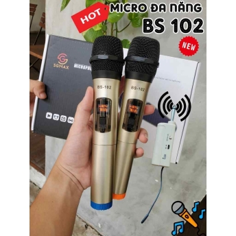 Micro karaoke SGMAX 102, Mẫu Mới 2 Mic Không Dây