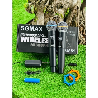 SGMax SM59- Micro Karaoke Không Dây Chính Hãng Chống Hù Rè Tốt Hỗ Trợ Nâng Giọng Hát Khi Hát Sạc Pin Trực Tiếp Trên Micro Bắt Sóng Xa Đến 15m