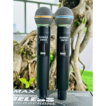 SGMax SM59- Micro Karaoke Không Dây Chính Hãng Chống Hù Rè Tốt Hỗ Trợ Nâng Giọng Hát Khi Hát Sạc Pin Trực Tiếp Trên Micro Bắt Sóng Xa Đến 15m