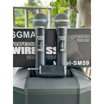 SGMax SM59- Micro Karaoke Không Dây Chính Hãng Chống Hù Rè Tốt Hỗ Trợ Nâng Giọng Hát Khi Hát Sạc Pin Trực Tiếp Trên Micro Bắt Sóng Xa Đến 15m