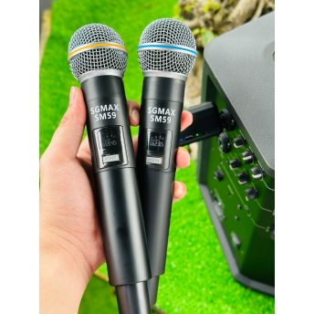 SGMax SM59- Micro Karaoke Không Dây Chính Hãng Chống Hù Rè Tốt Hỗ Trợ Nâng Giọng Hát Khi Hát Sạc Pin Trực Tiếp Trên Micro Bắt Sóng Xa Đến 15m