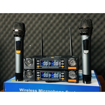 Micro Đầu Thu MTMAX K46Pro Đèn LED RGB Micro Karaoke Cao Cấp Tần Số UHF, Hút Âm Tốt, Bắt Sóng Xa Ổn Định, Chống Hú Tốt