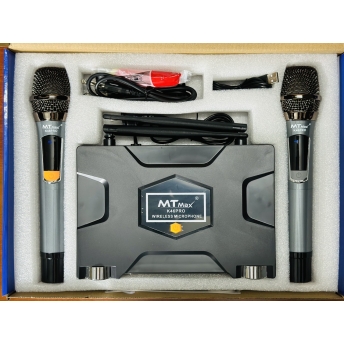 Micro Đầu Thu MTMAX K46Pro Đèn LED RGB Micro Karaoke Cao Cấp Tần Số UHF, Hút Âm Tốt, Bắt Sóng Xa Ổn Định, Chống Hú Tốt