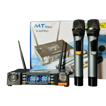 Micro Đầu Thu MTMAX K46Pro Đèn LED RGB Micro Karaoke Cao Cấp Tần Số UHF, Hút Âm Tốt, Bắt Sóng Xa Ổn Định, Chống Hú Tốt