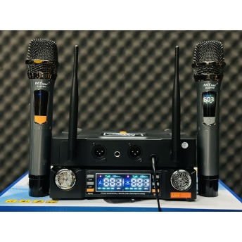 Micro Đầu Thu MTMAX K46Pro Đèn LED RGB Micro Karaoke Cao Cấp Tần Số UHF, Hút Âm Tốt, Bắt Sóng Xa Ổn Định, Chống Hú Tốt
