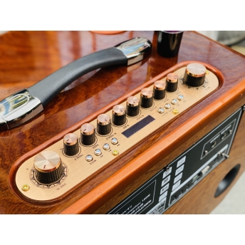 Loa Xách Tay Sang Trọng Full Gỗ MTMAX G5Pro Hệ Thống 8 Loa Âm Thanh Đa Chiều Bass20 Đôi Công Suất 500W Công Nghệ Bass Boost Nghe Nhạc Căng Ấm, Tiếng Lên Siêu Rõ Đi Kèm Cặp Micro Hát Nhẹ Vang Sâu