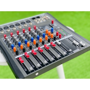 Mixer MTMAX KT6 Cao Cấp Với 6 Đường Line Chuyên Nâng Cấp Loa Kéo, Dàn Karaoke, Sân Khấu, Hội Nghị, Bữa Tiệc Tặng Dây Canon Ra Hoa Sen