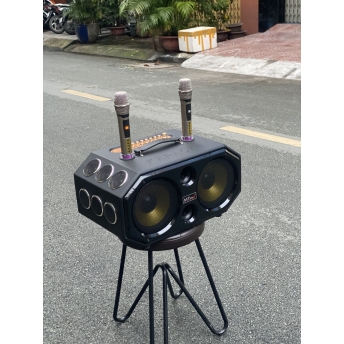 Loa Xách Tay Bluetooth MTMAX E6 Pro, Bọc Da Thủ Công Cao Cấp, Hệ Thống 16 Loa 2 Bass 16, 12 Trung, 2 Treble, Công Suất Cực Đại 550W, Kèm 2 Micro Không Dây Cao Cấp, Phù Hợp Karaoke, Nghe Nhạc, Quán Cà Phê, Dã Ngoại