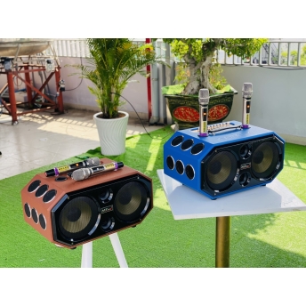 Loa Xách Tay Bluetooth MTMAX E6 Pro, Bọc Da Thủ Công Cao Cấp, Hệ Thống 16 Loa 2 Bass 16, 12 Trung, 2 Treble, Công Suất Cực Đại 550W, Kèm 2 Micro Không Dây Cao Cấp, Phù Hợp Karaoke, Nghe Nhạc, Quán Cà Phê, Dã Ngoại